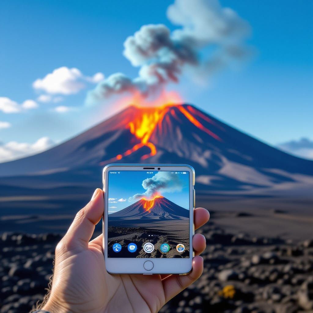 Volcano Erupts From Smartphone Screen