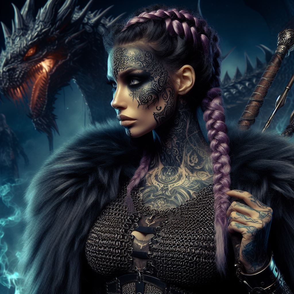 Purple haired dragon riding shield maiden?? yes!