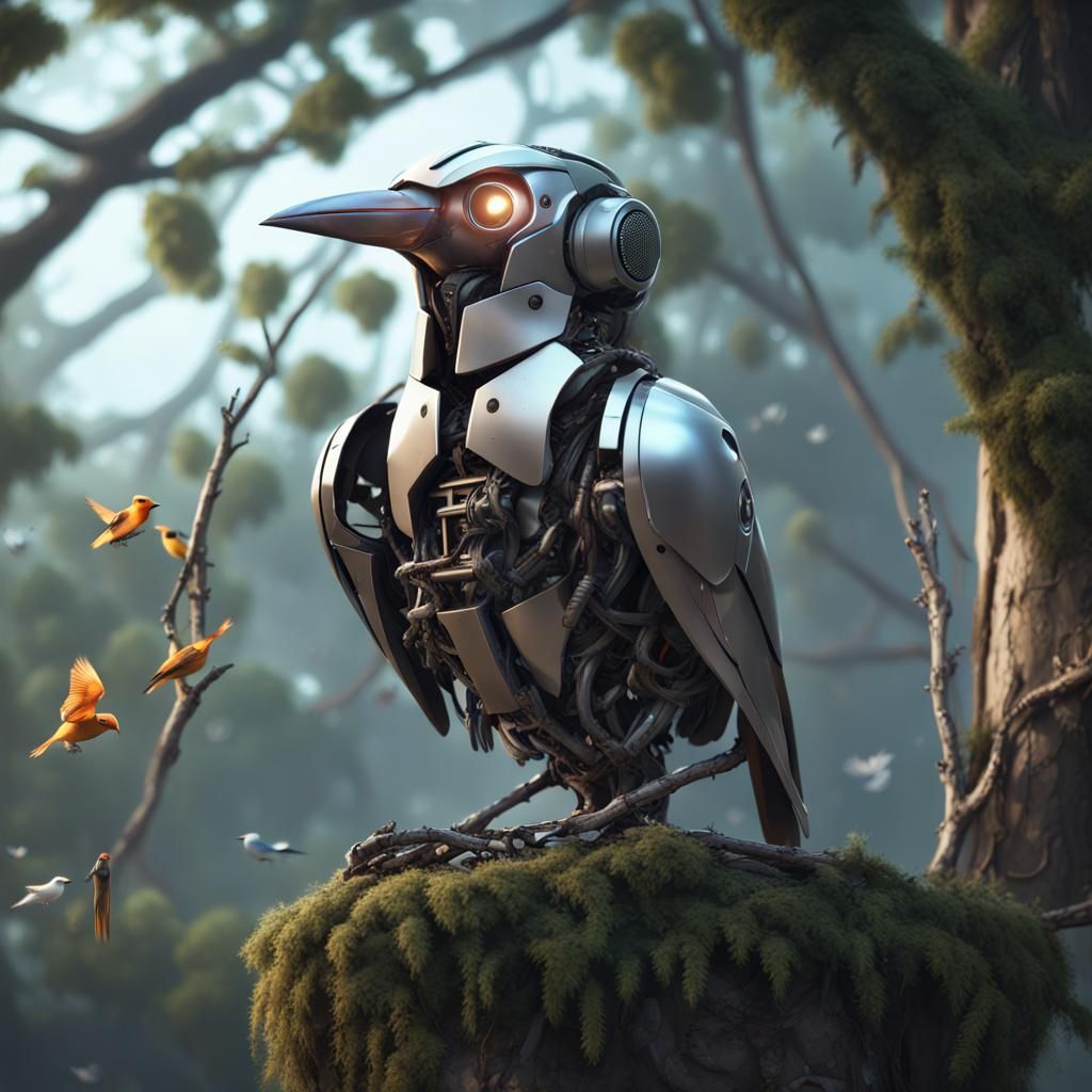 Robotic bird AI Generated Artwork NightCafe Creator