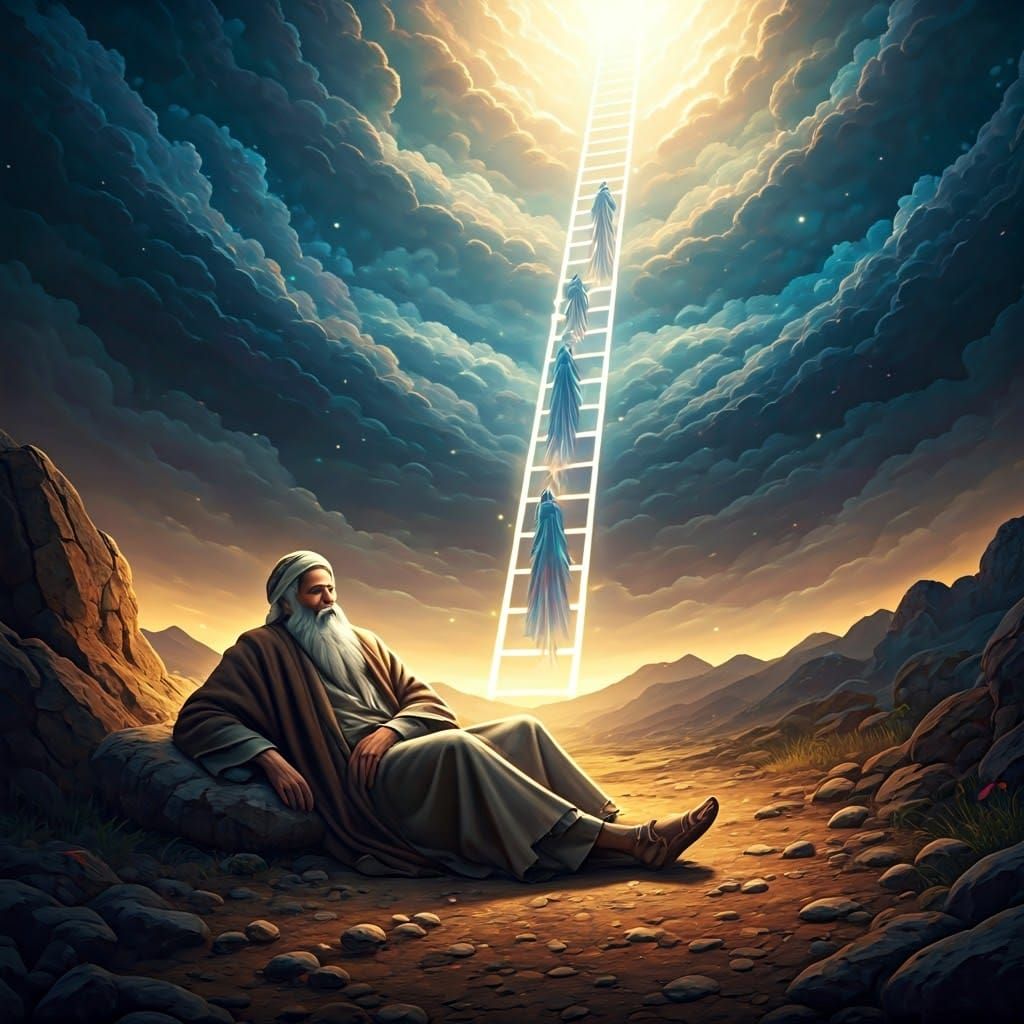 Angelic Beings Ascend in a Golden Hued Dreamscape