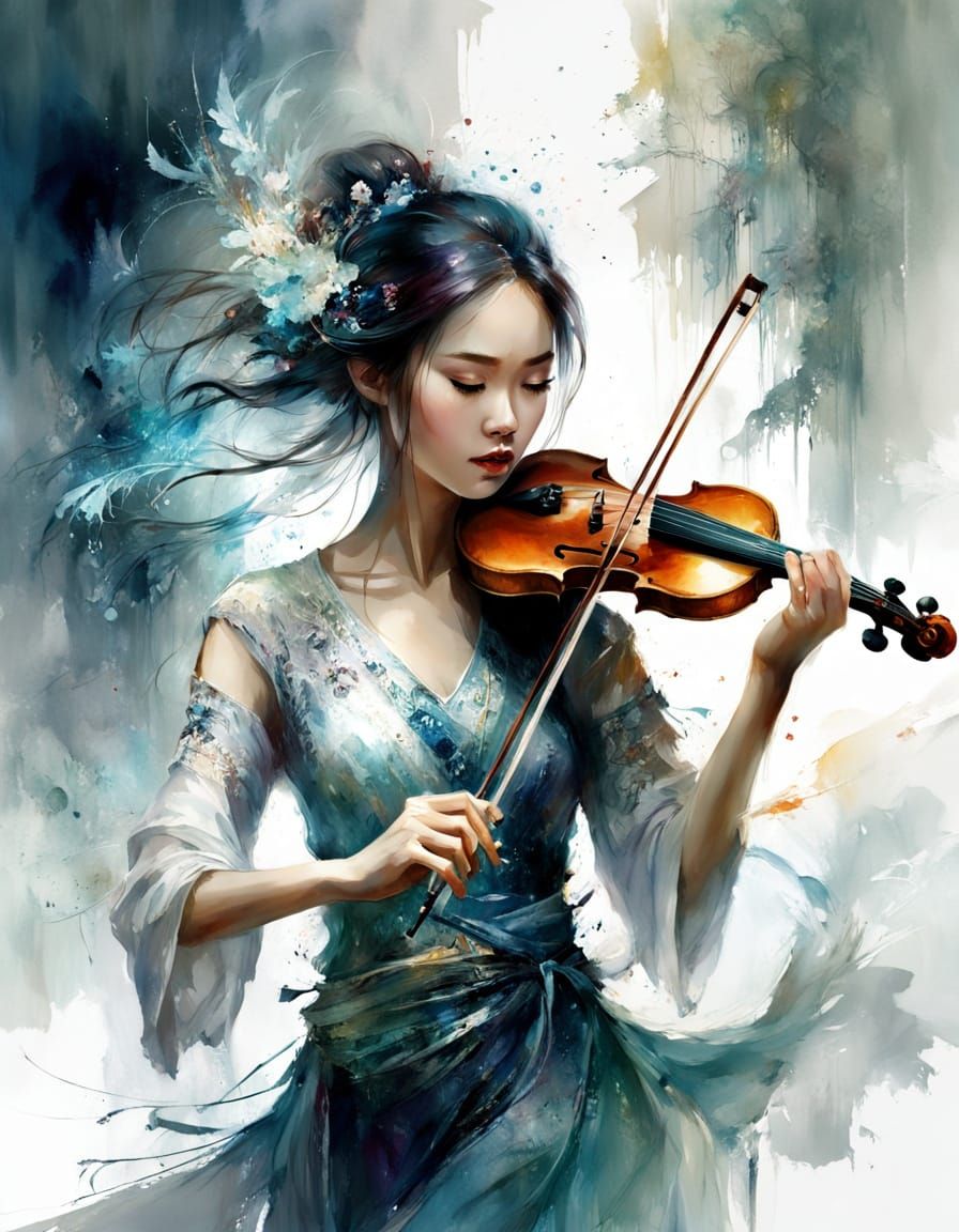 Devotedly playing a Violin  by @Tatti