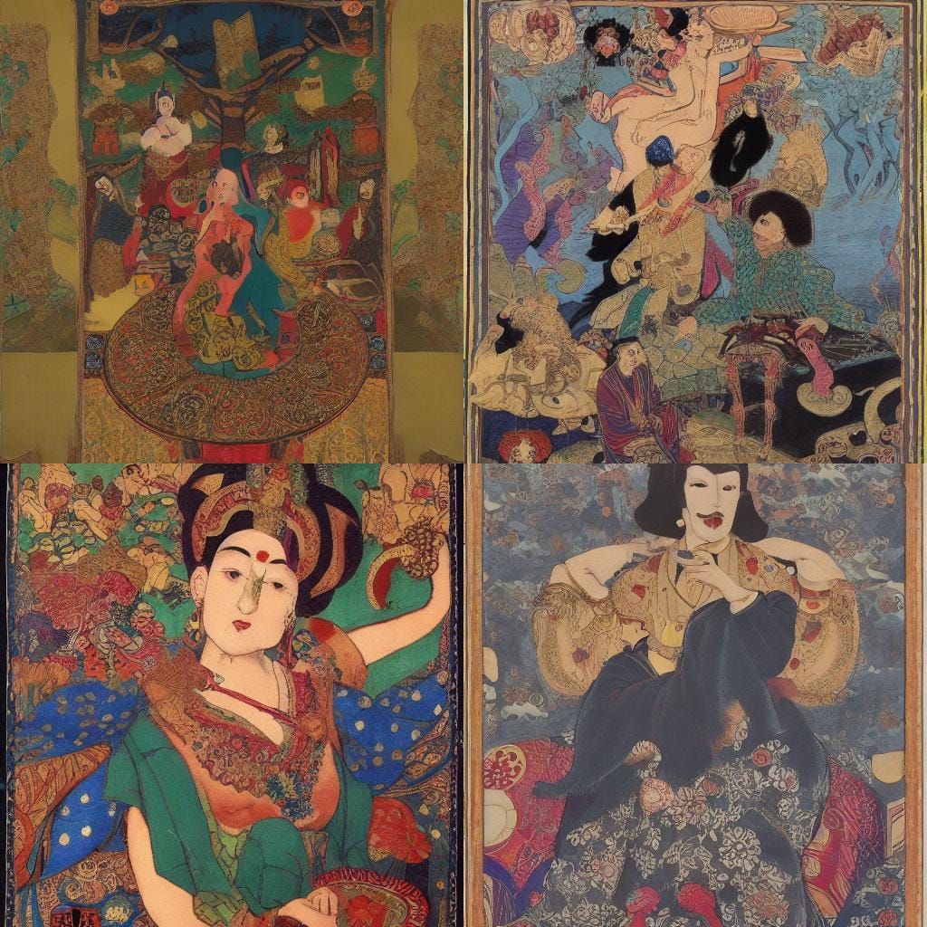 Grotesque Monstrous Genie Qajar art renaissance painting hyp...