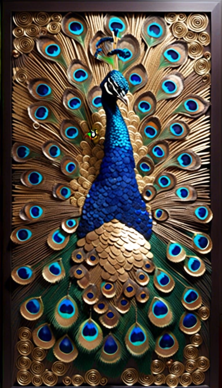 (Beautiful Native American Style Panels Male Peacock created...