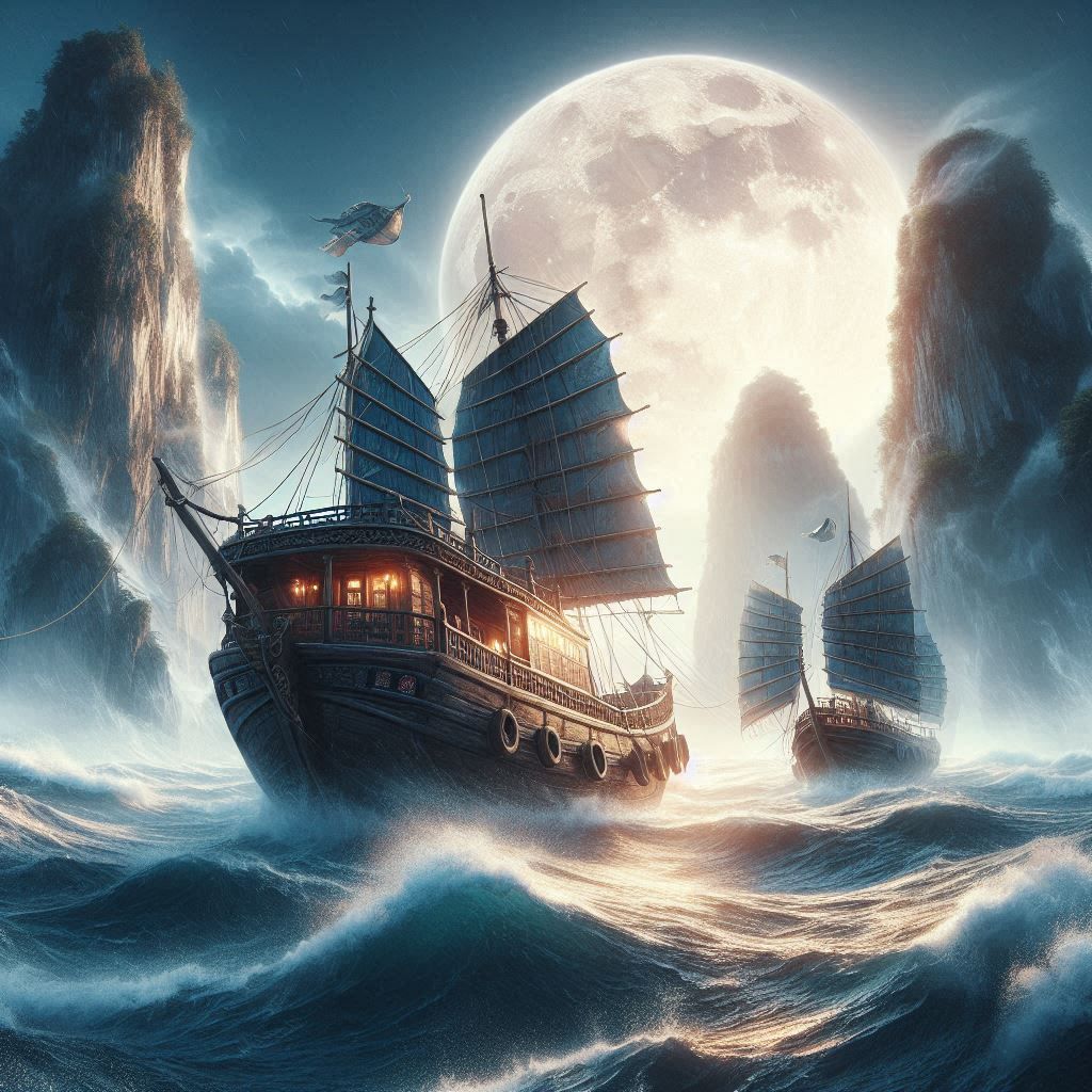 “Chinese Junks on Rough Ocean” (4)