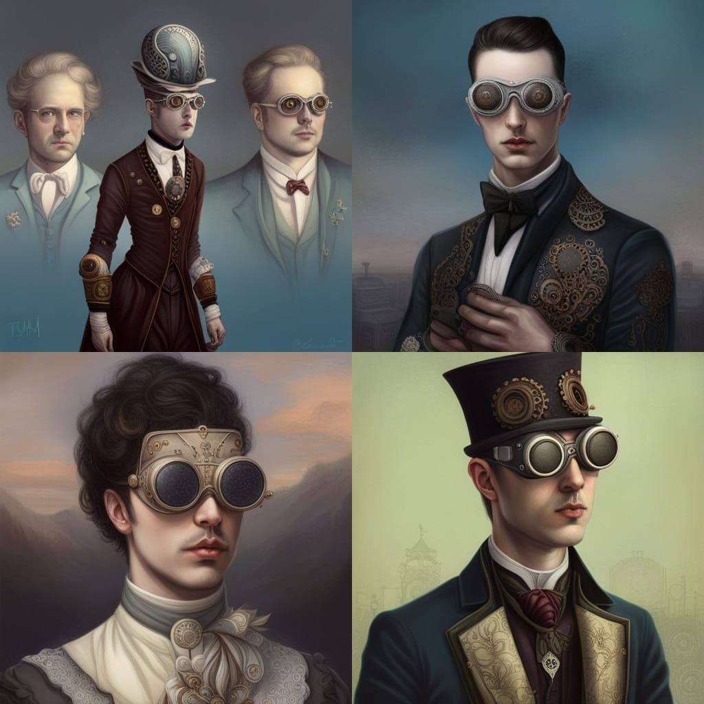 Steampunk rococo man, goggles