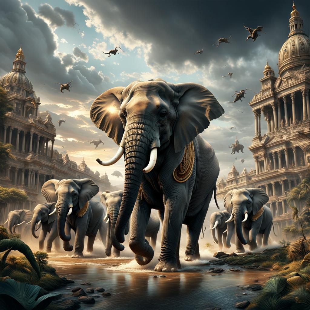 elephants charging  by @goober