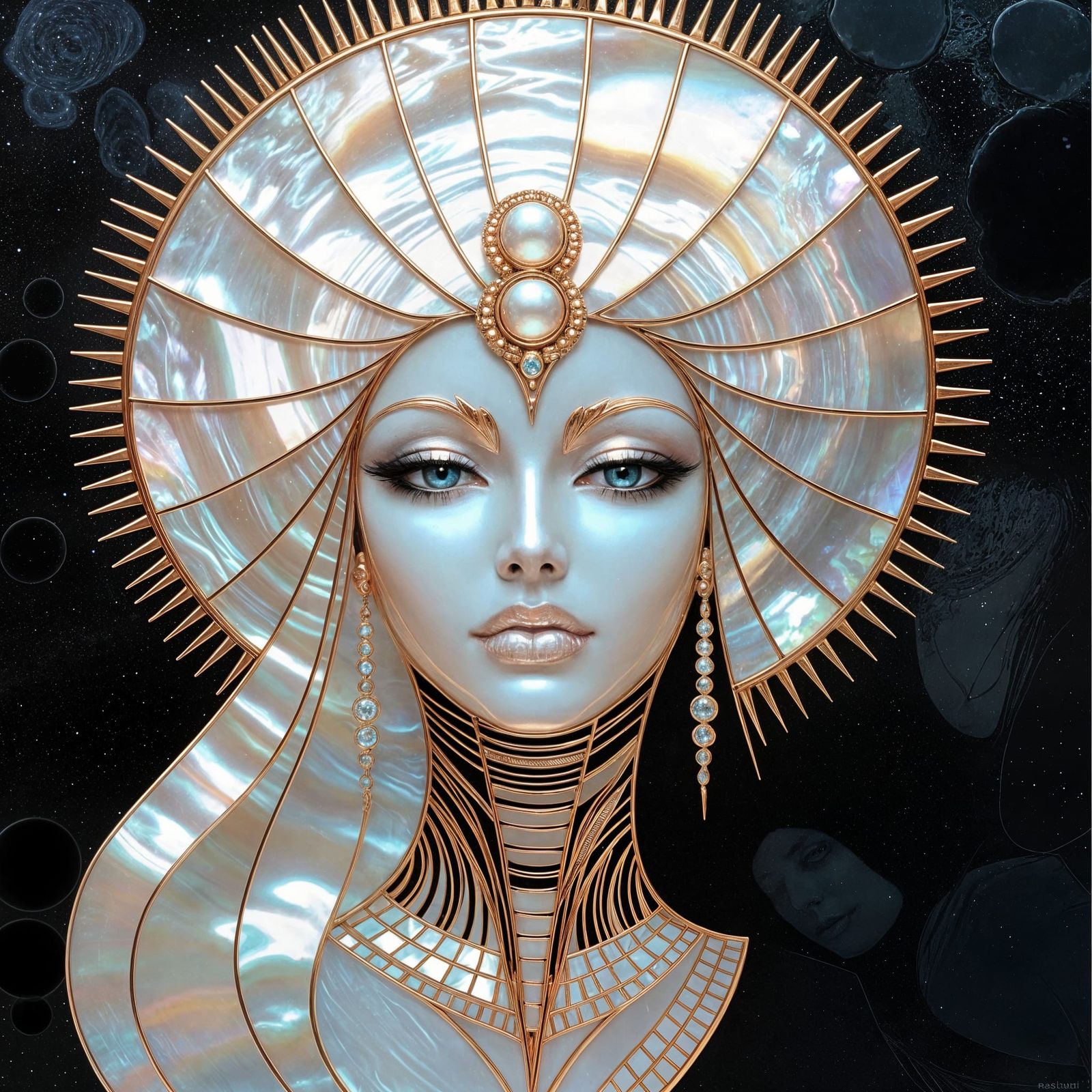 Space Goddess of Mother of Pearl and Rose Gold