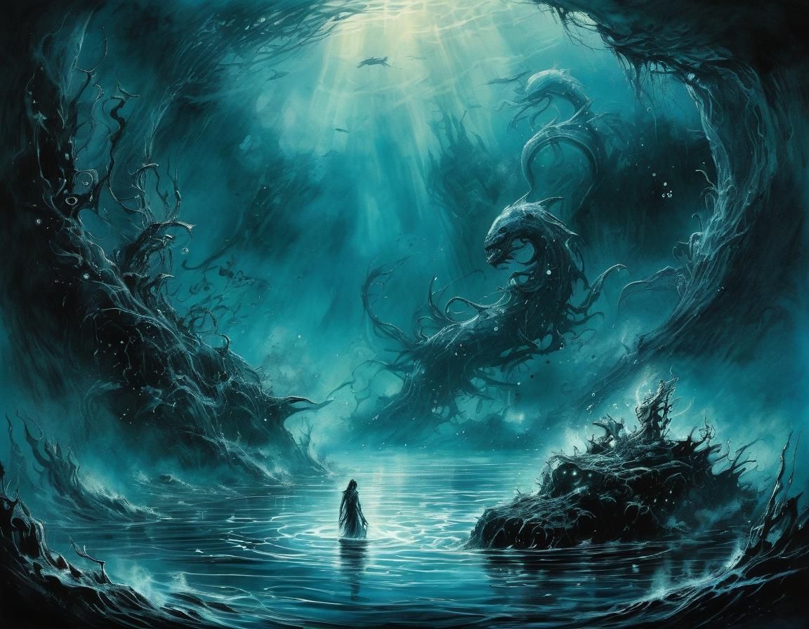 Illustrate a surreal watercolor comic art piece in the style...