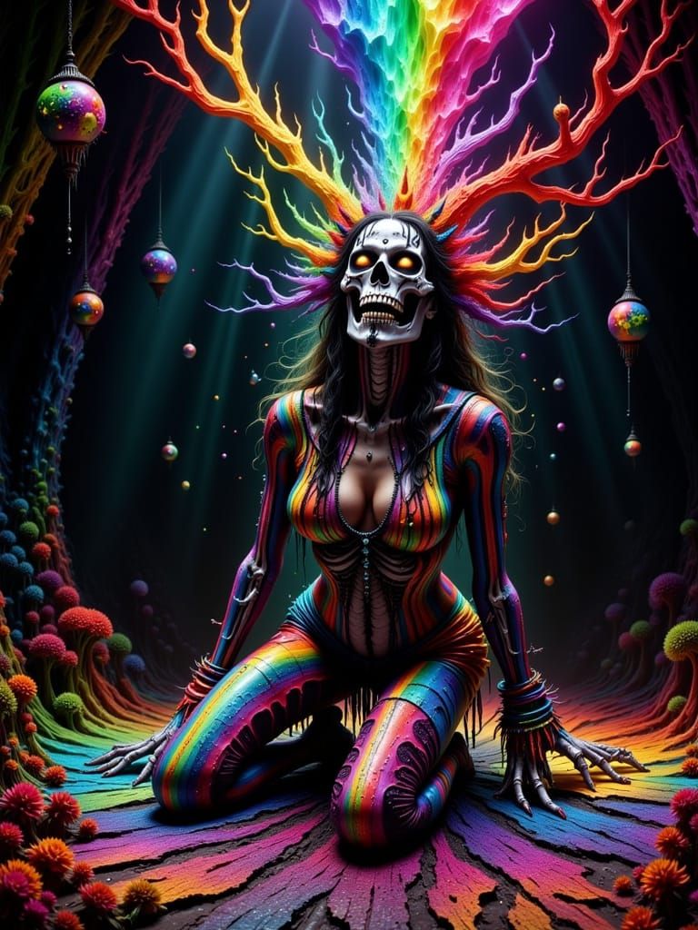 Gothic Punk Cabaret: Rainbow Glitter Skeleton