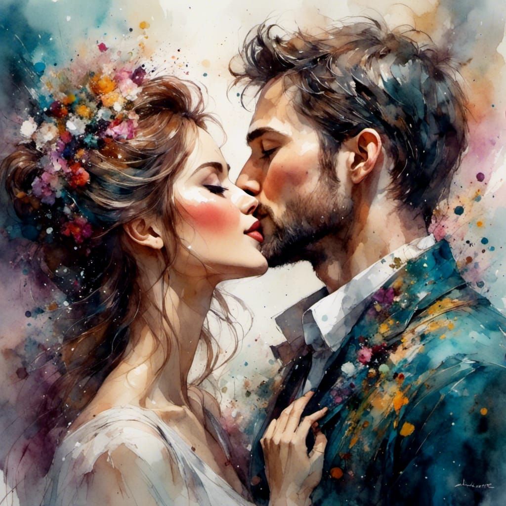 <lora:naturx smile:1.0>man and woman, whispering, kissing, heart