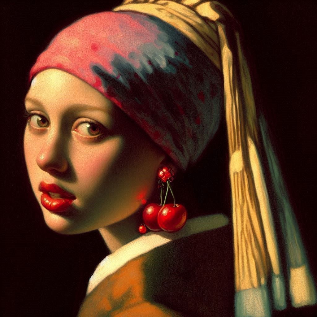 The girl with a cherry earring