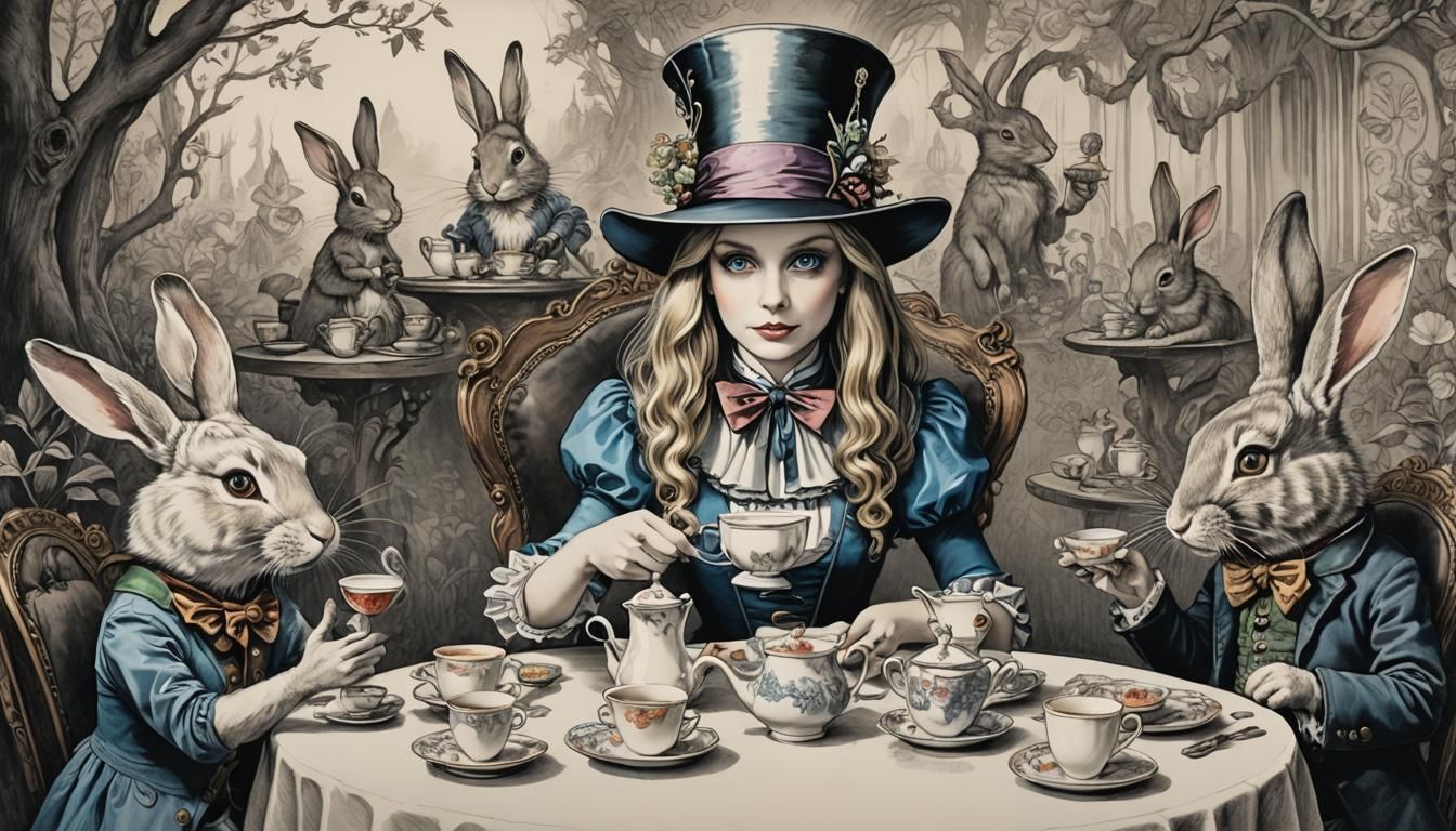 Tea party Alice in wonderland  by @Sleepy Dragon