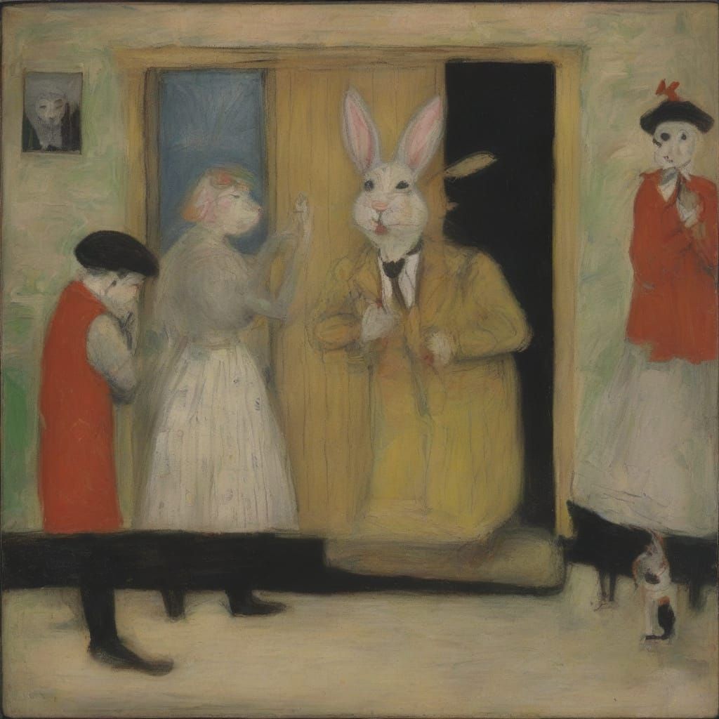 Expressionist Rabbit Portrait with Swollen Soul an... - AI Art