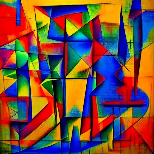 Expressive Cubist Masterpiece in Pencil Sketch Style