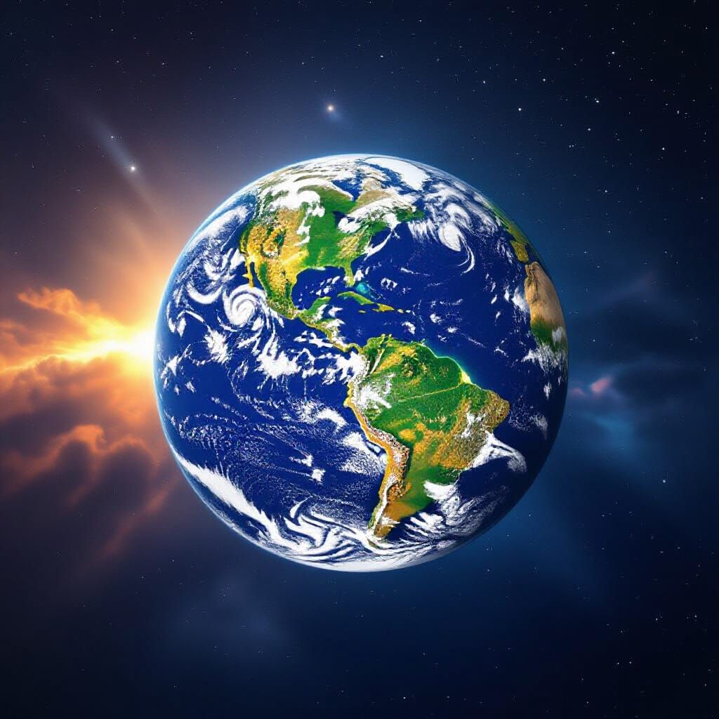 Earth Illuminated on One Side, Dark on the Other