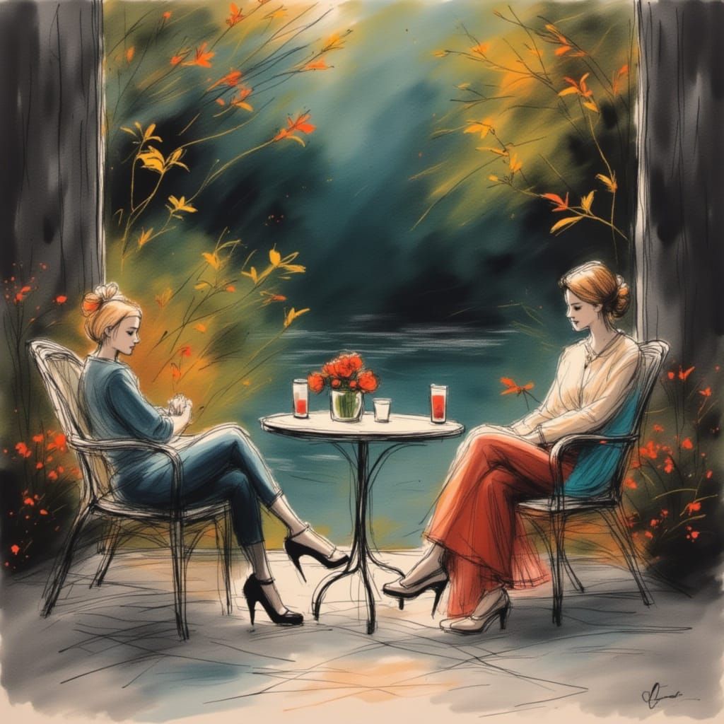 <lora:Project GW:1.0> Woman relaxing on patio