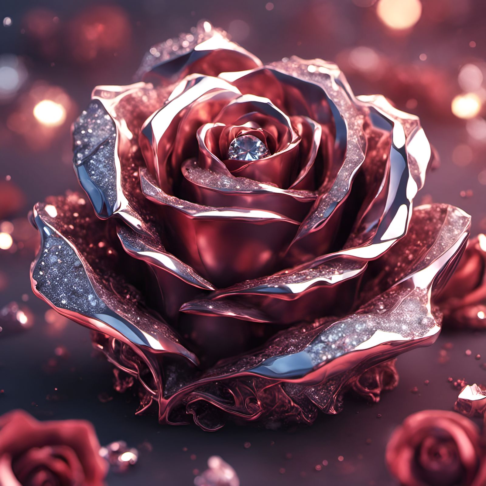 Rose shaped diamond, shiny, sparkling shining shimmering gli...