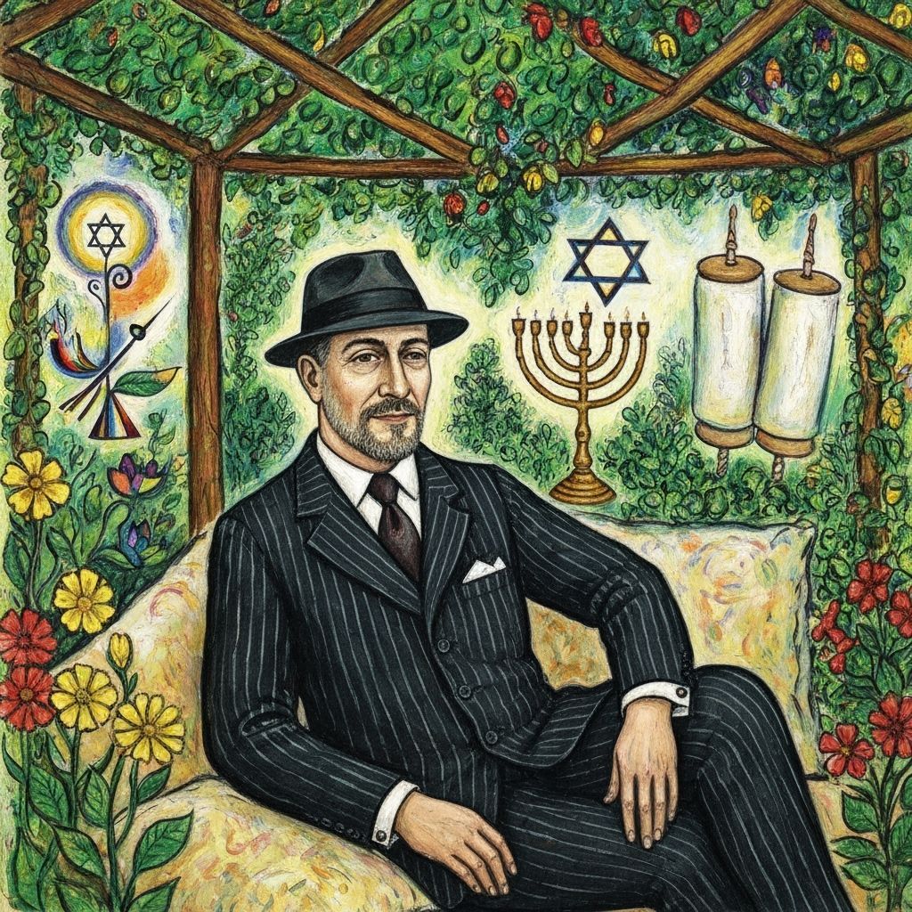 Person in Sukkah: Folk Art Inspired Colors