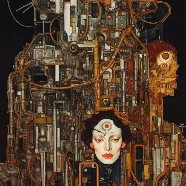 Dystopian Self-Aware Machines in Hyperrealistic Style