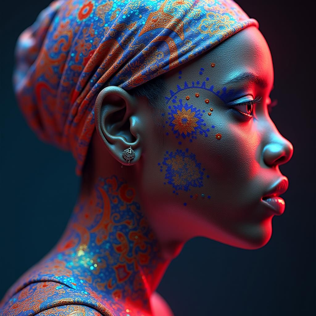 Vibrant Nigerian Woman Portrait in Digital Art Style