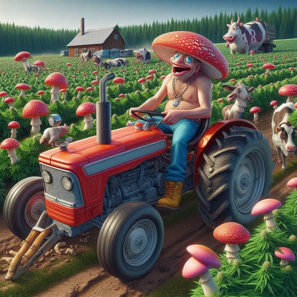 Crazy Mushrooms blushing like a red neck, Life on a farm, dr...