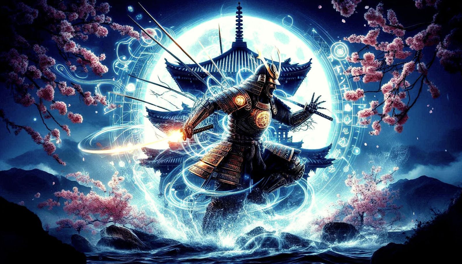 Samurai warrior swordsman dynamic pose