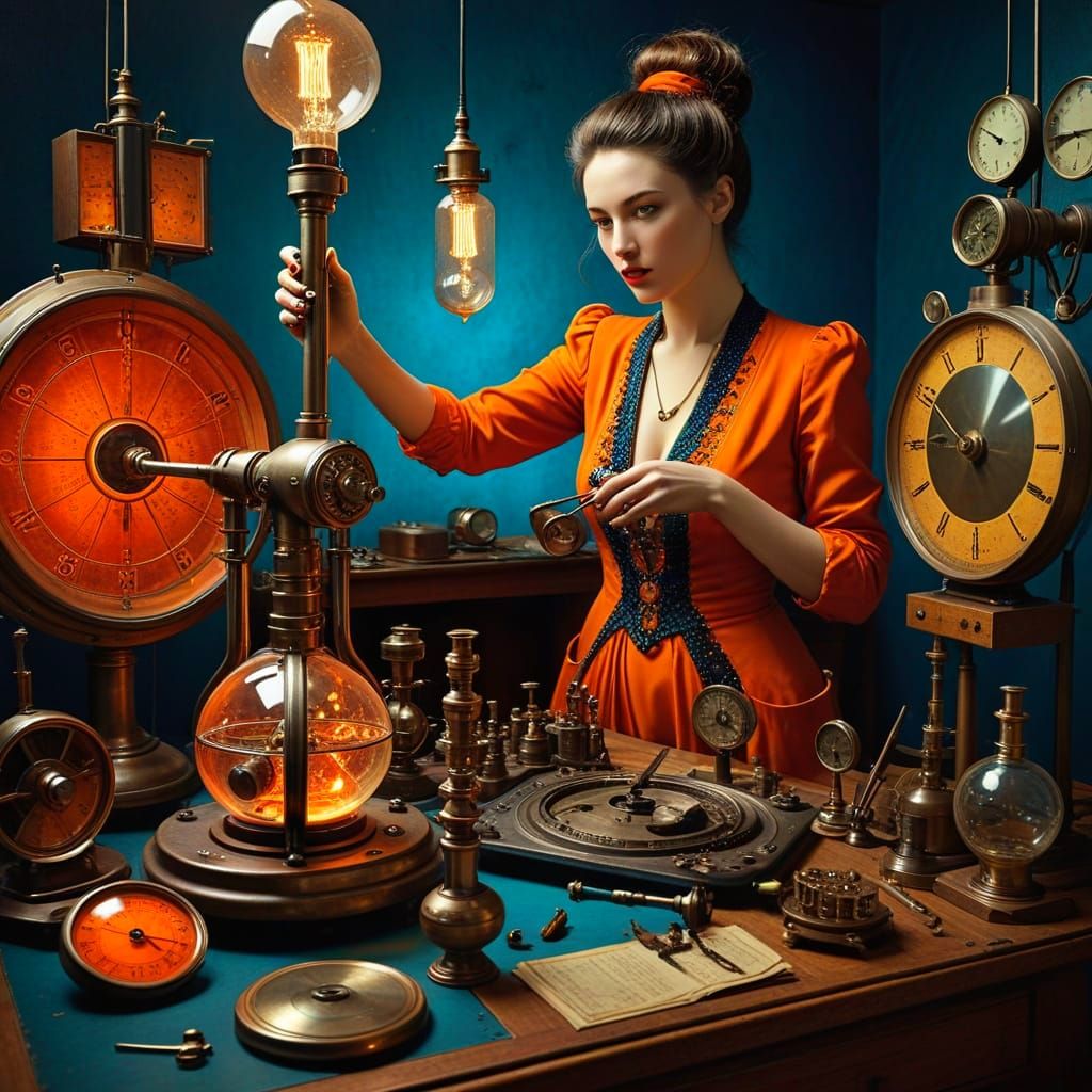 Surrealistic Lady in Vintage Scientific Attire