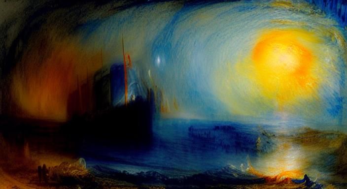 Mars 2024. Sinking at night in rough seas. A tire (Blue and ...