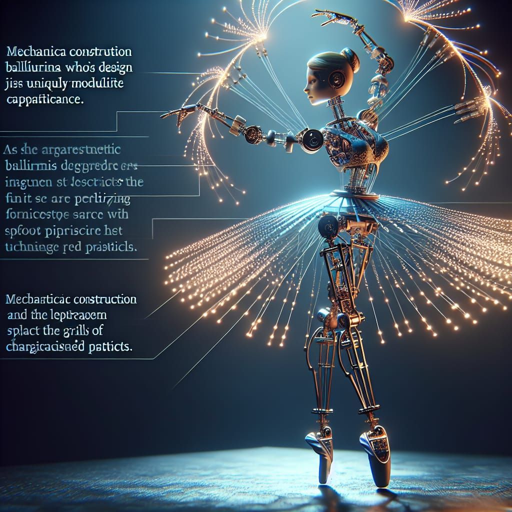Animatronic Varicap Dancer — a mechanical ballerina whose joints modulate capacitance as she spins, leaving trails of charged particles in t...