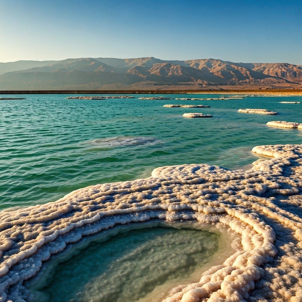 Dead Sea Salt Formations and Distant Biblical Cities