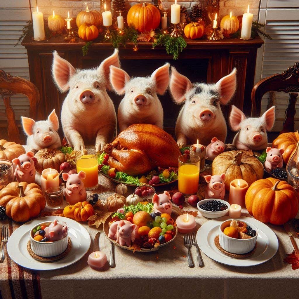 A Thanksful of 'givin' Special Eatin' week.. frightenin' depict of piglets