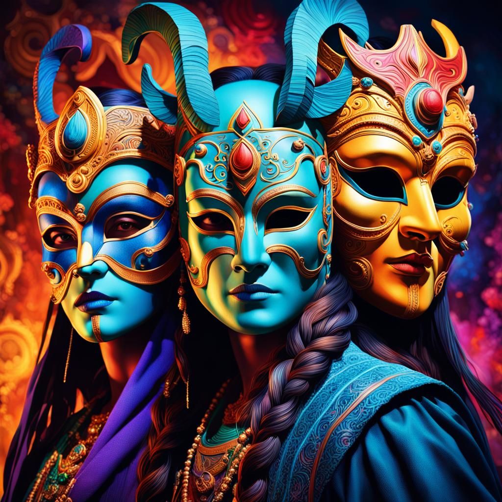 vibrant image of A fantasy scene in which two-three characte...