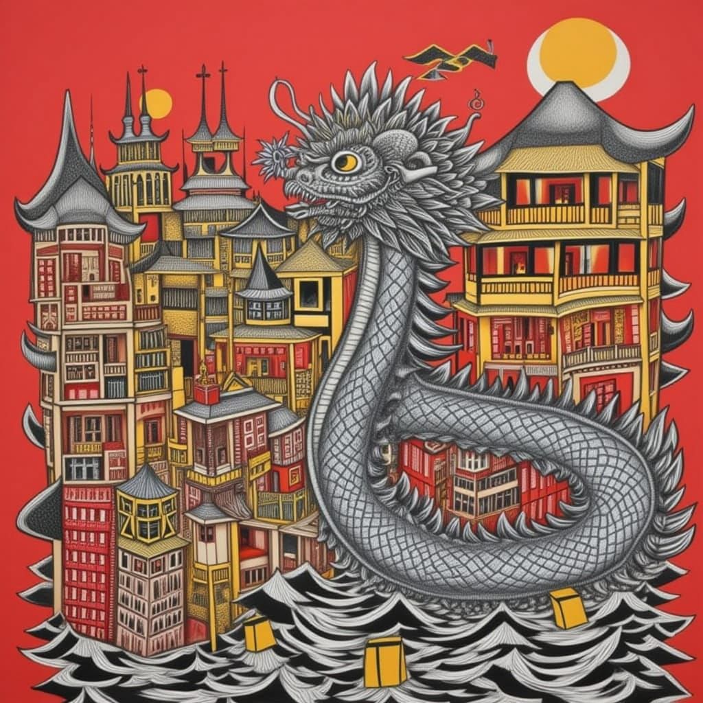 <lora:CHARCOAL DUSK:1.0> Chinese dragon