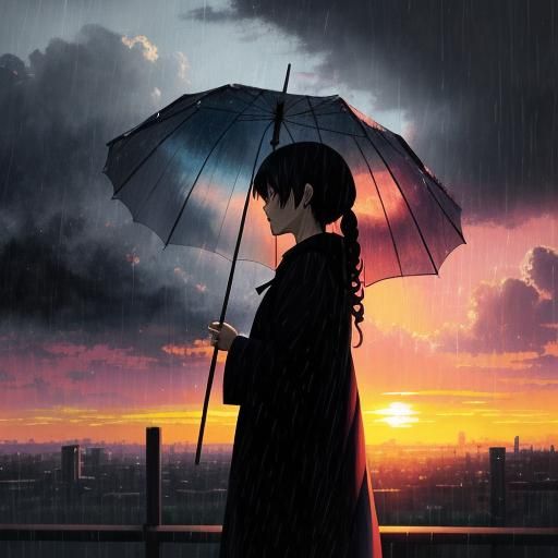 Sunset, big rain drops, shadows