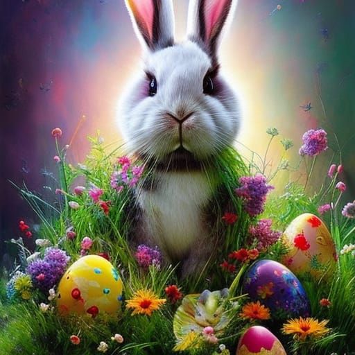 Does the Easter Bunny Lay Easter Eggs? AI Generated Artwork