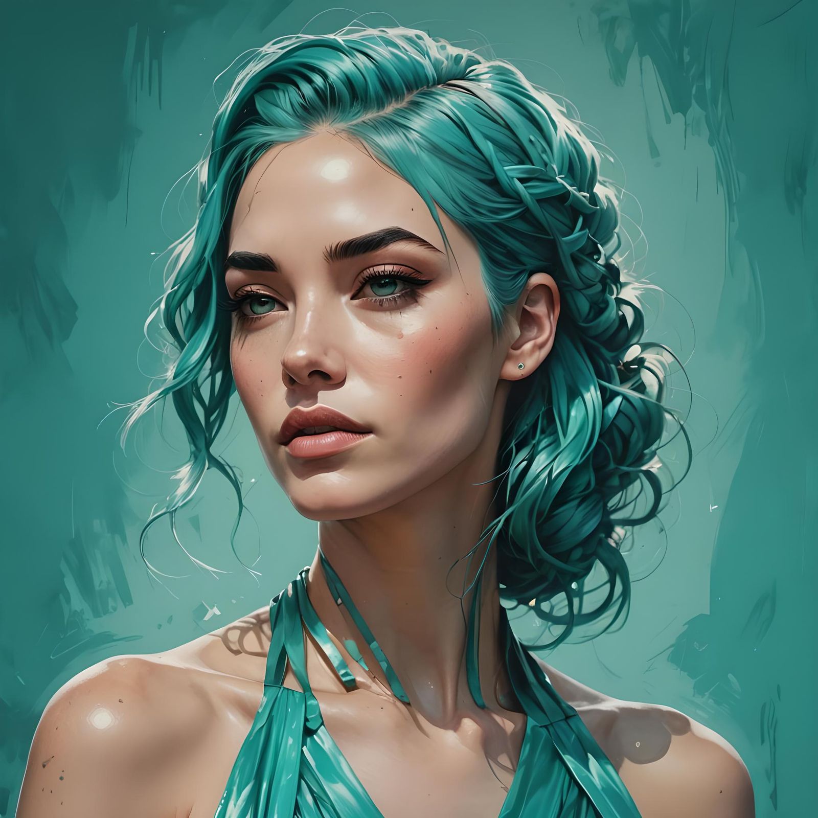 The lady in Turquoise.