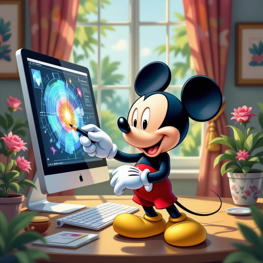 Mickey Mouse Designs Album Art on Luxury Computer