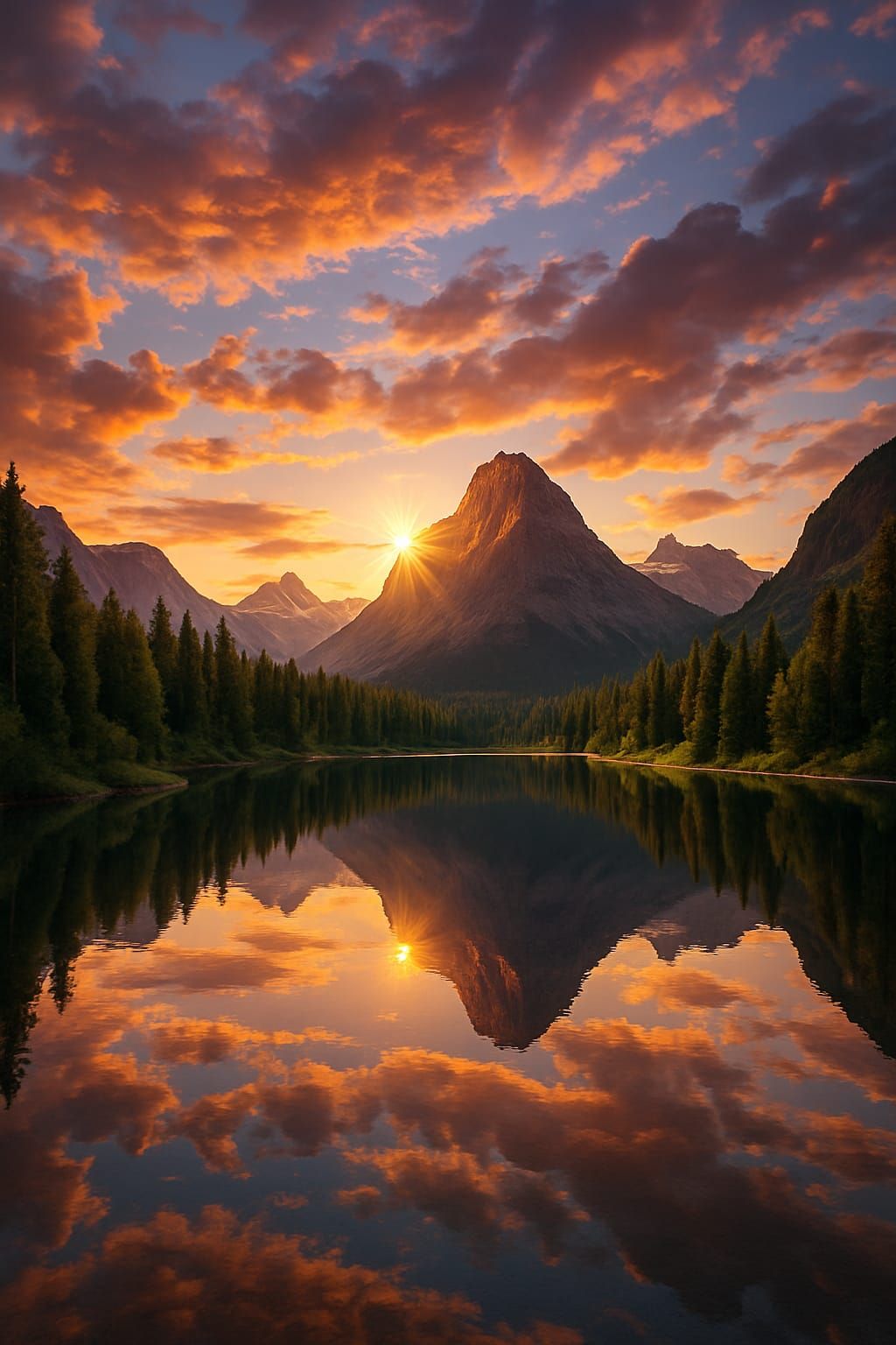 Serenity in the Mountains – Sunset on an Alpine Lake