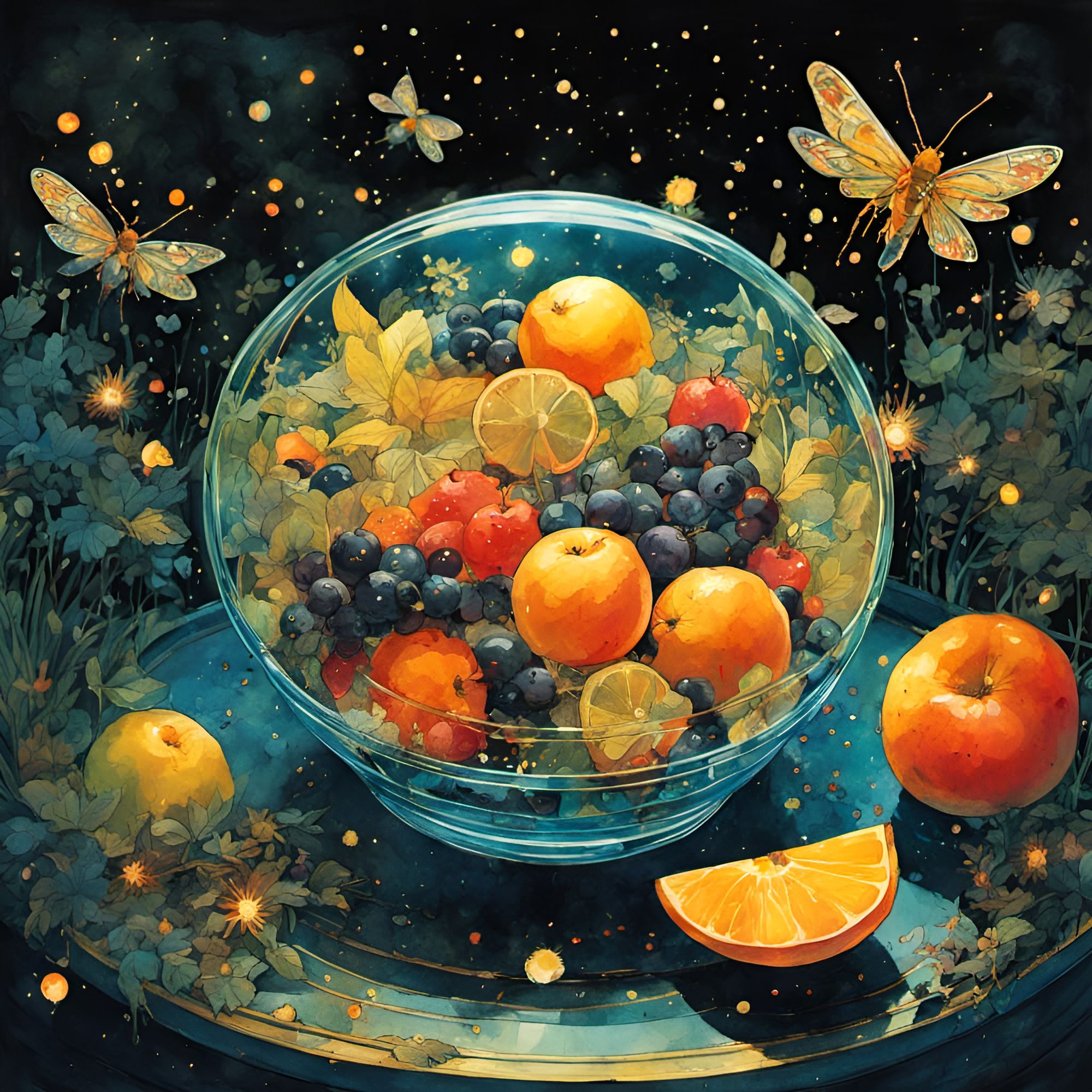 Closed up fruit bowl AI Generated Artwork NightCafe Creator