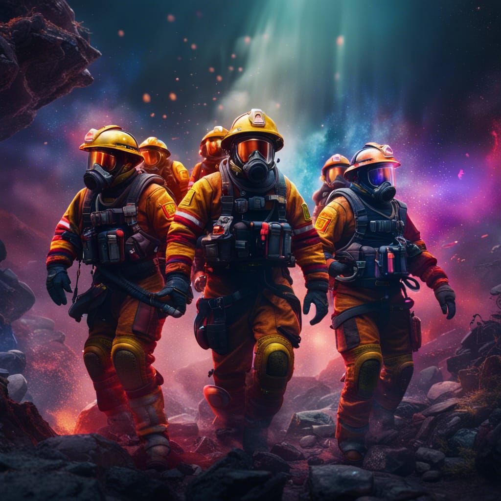Multicolored Galaxy firefighters  by @Meg