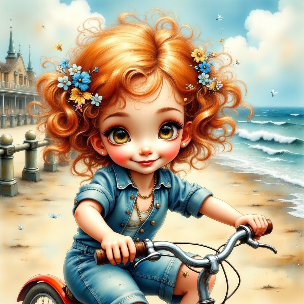 Little girl on bicycle