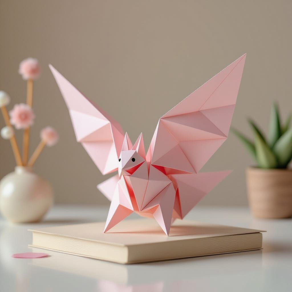 Origami Papercraft of Abstract Freedom with Wings