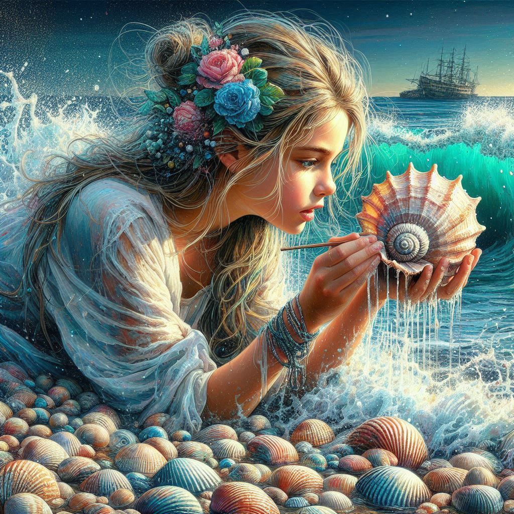 Girl and seashell  by @mitavan