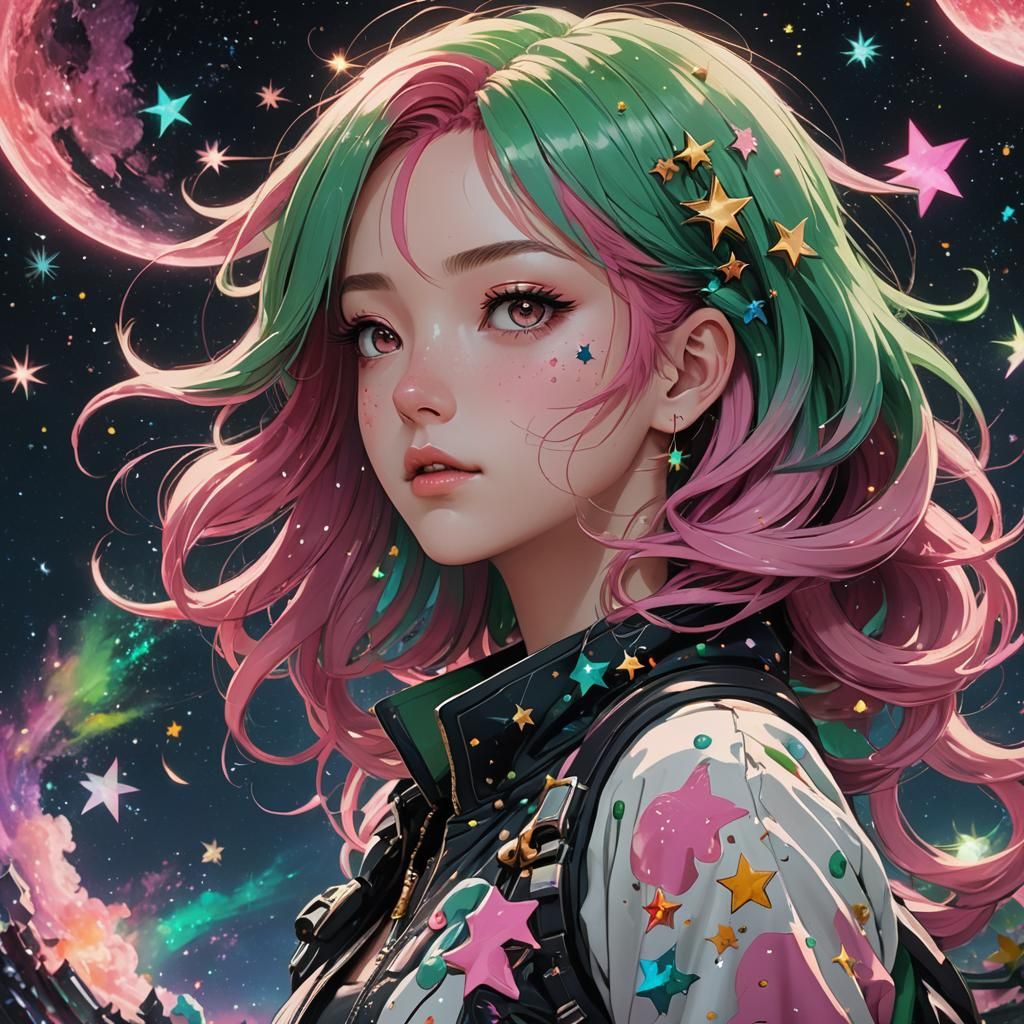 a close up of an anime girl