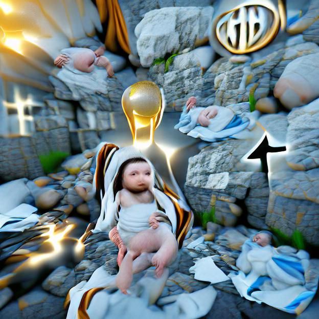 Almighty Jesus Christ as a baby preforming magic 8K 3D Unrea...