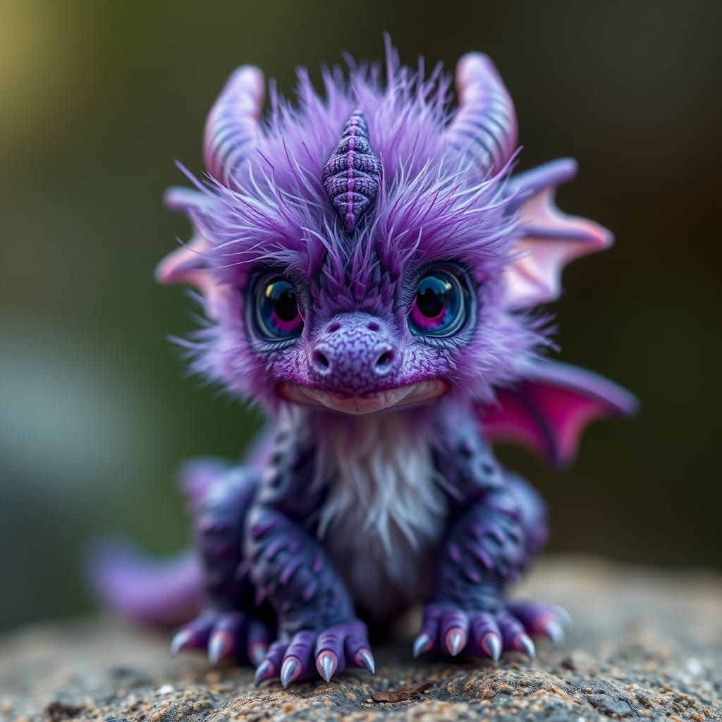 Cute Purple Dragon with Soulful Eyes