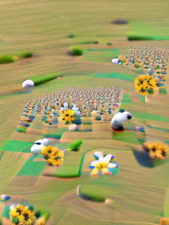 field with daisies. 8K 3D