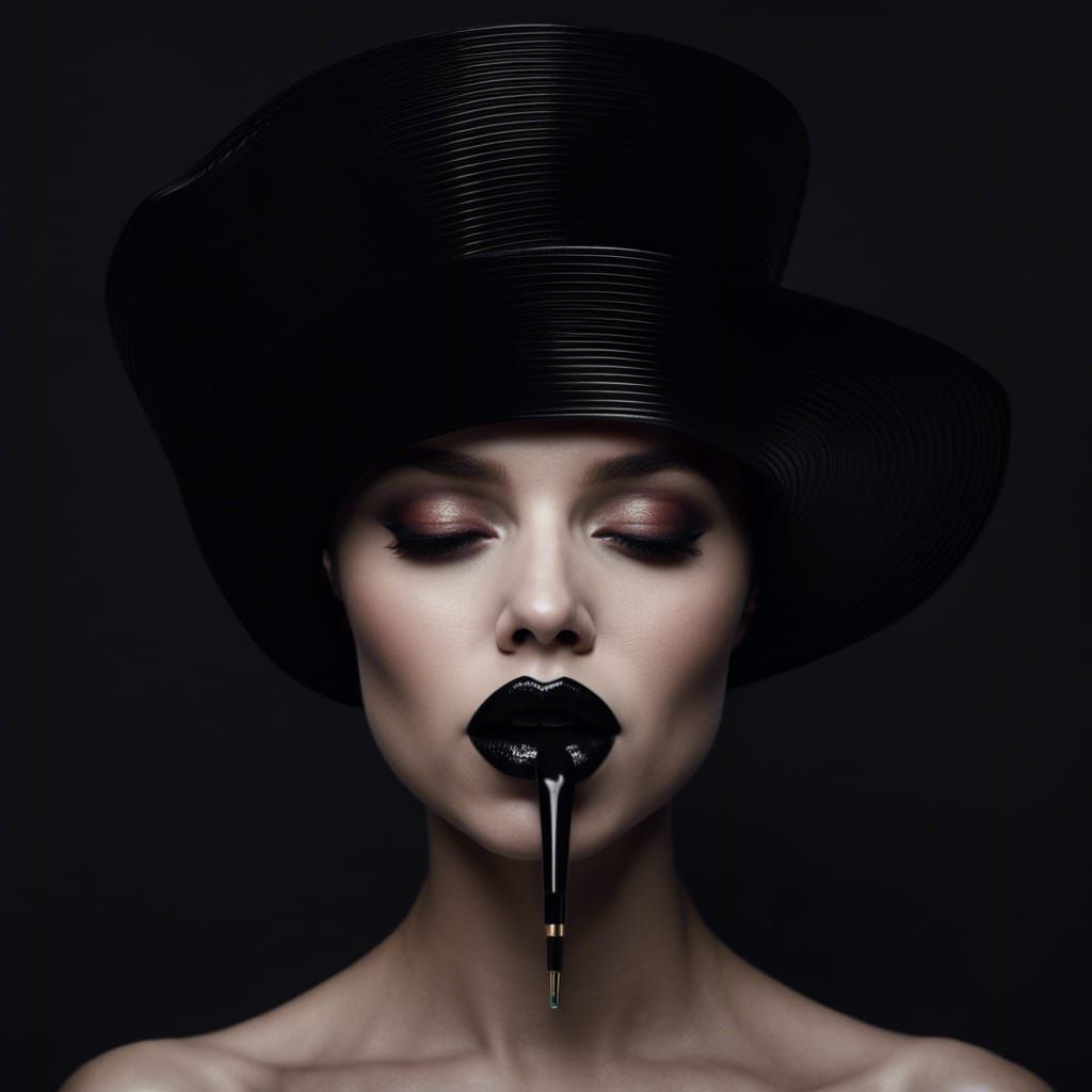 women with pulp lips wearing black shade