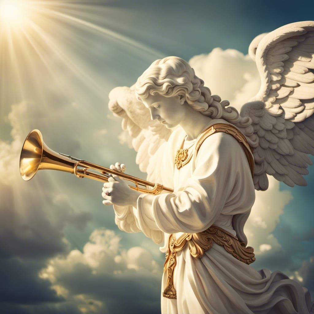 Archangel Gabriel blowing his trumpet AI Generated Artwork