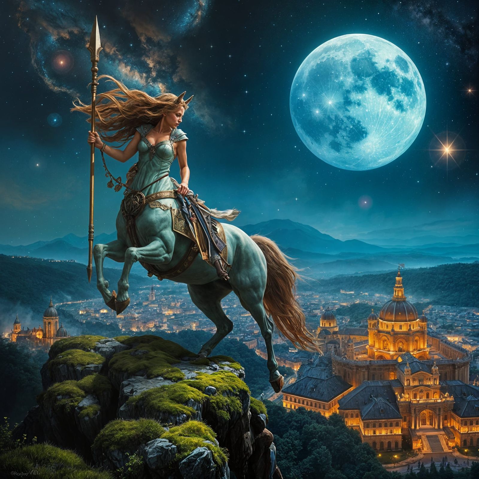 Edge of the Lunar Realm: The Centaur's Midnight Magic Dance  by @Dom B